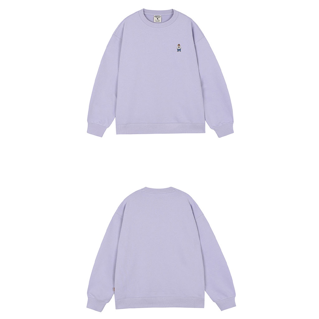 Áo sweater WHO.A.U màu trơn họa tiết gấu Steve WHMWC2203U