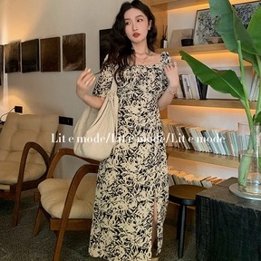 Đầm hoa ZHELIHANGFEI trễ vai xẻ tà thời trang cho nữ