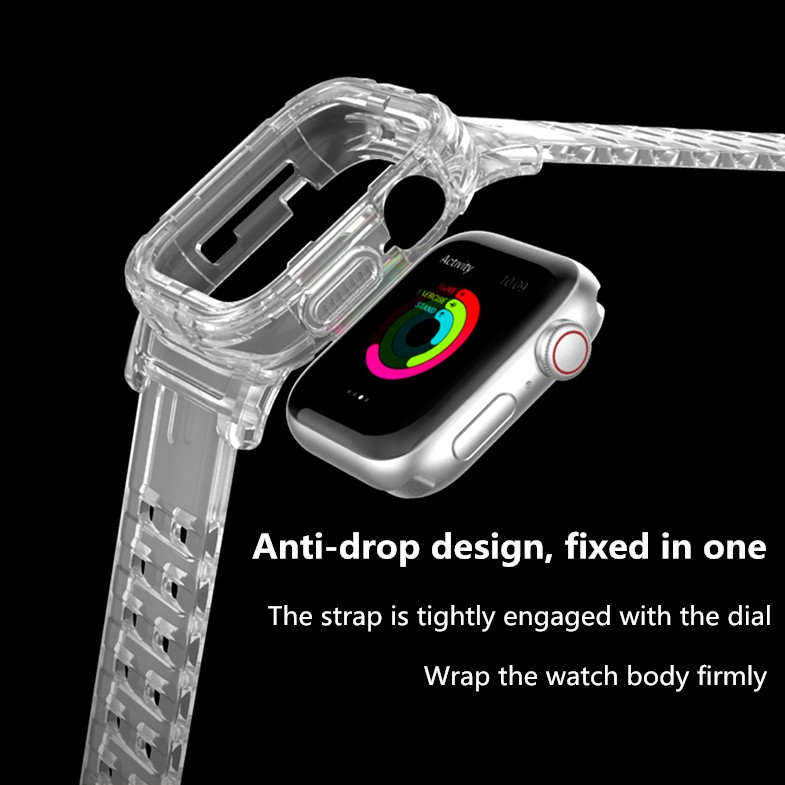 Dây đeo đồng hồ có vỏ bảo vệ làm từ silicon 2 in 1 38 / 40 / 42 / 44mm cho iWatch Series 6/5/4/3/2/2/1 / se