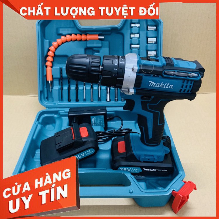 [Mã HAION giảm 20k đơn từ 500k] Máy khoan pin Makita 36V với 3 chức năng có búa - Tặng kèm 24 chi tiết