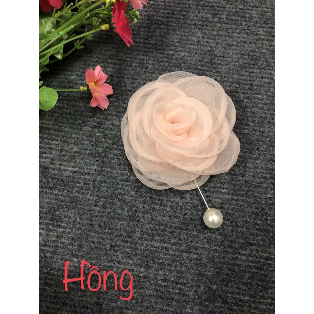 Tag hoa voan cài áo handmade cao cấp phối trâm cài giá rẻ ( ảnh do JMY tự chụp)