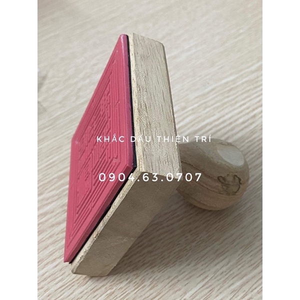 Dấu Tam bảo , Ngọc Hoàng , liên hoa , mặt dấu cao su , cán gỗ, chấm mực ngoài