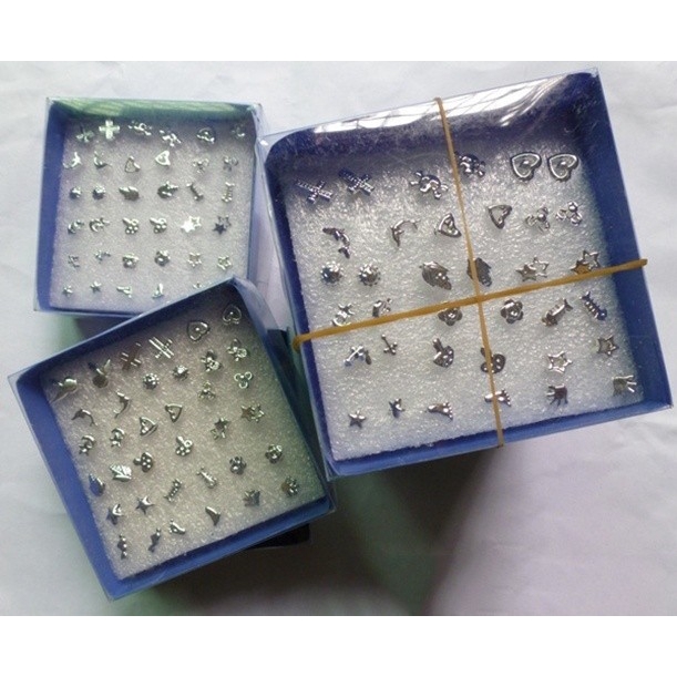 Hộp 24 Đôi Bông Tai Nhiều Hoạ Tiết Xinh Xắn