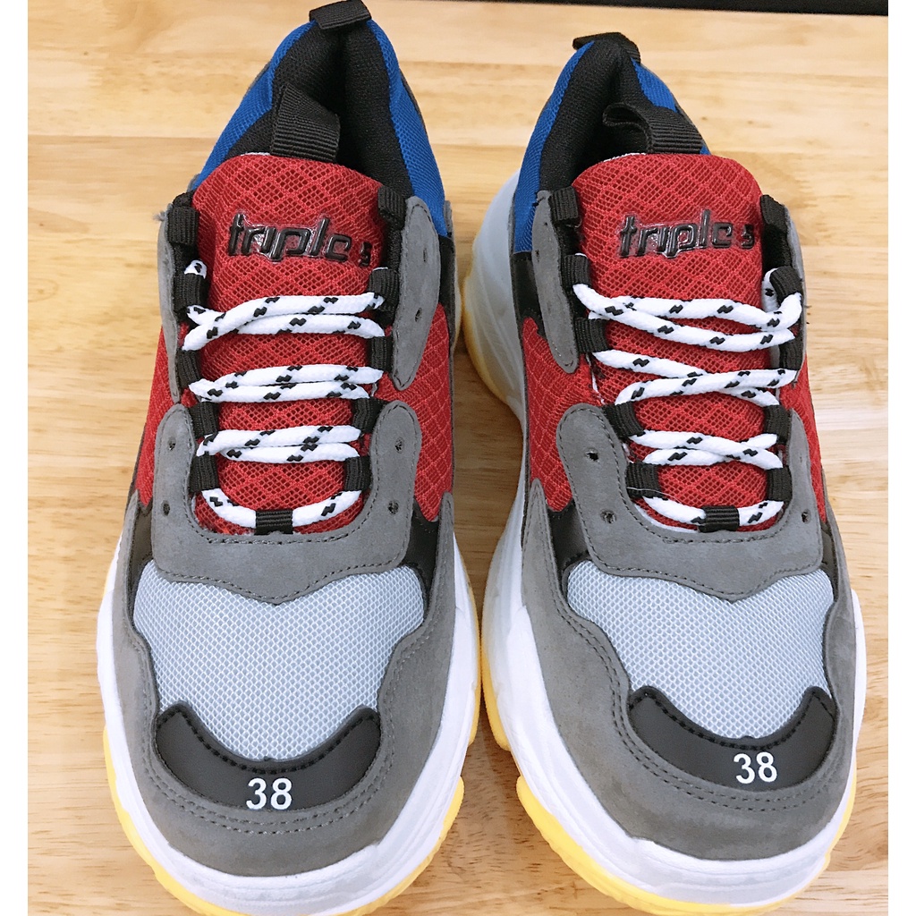 [Full hộp + Bill + Tặng Lọ vệ sinh giày] Giày thể thao nam nữ sneaker 3len đỏ xanh cao cấp, size 36-43.     .