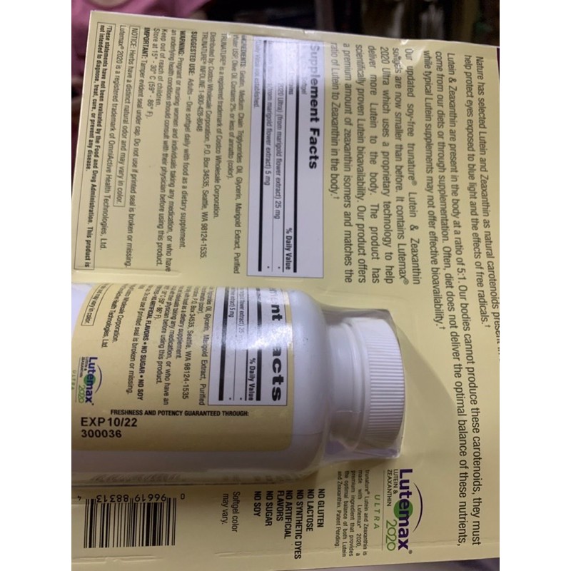 🧡[HSD 2024]Viên uống Bổ Mắt Trunature Vision Complex Lutein &amp; Zeaxanthin 140 viên của Mỹ🧡