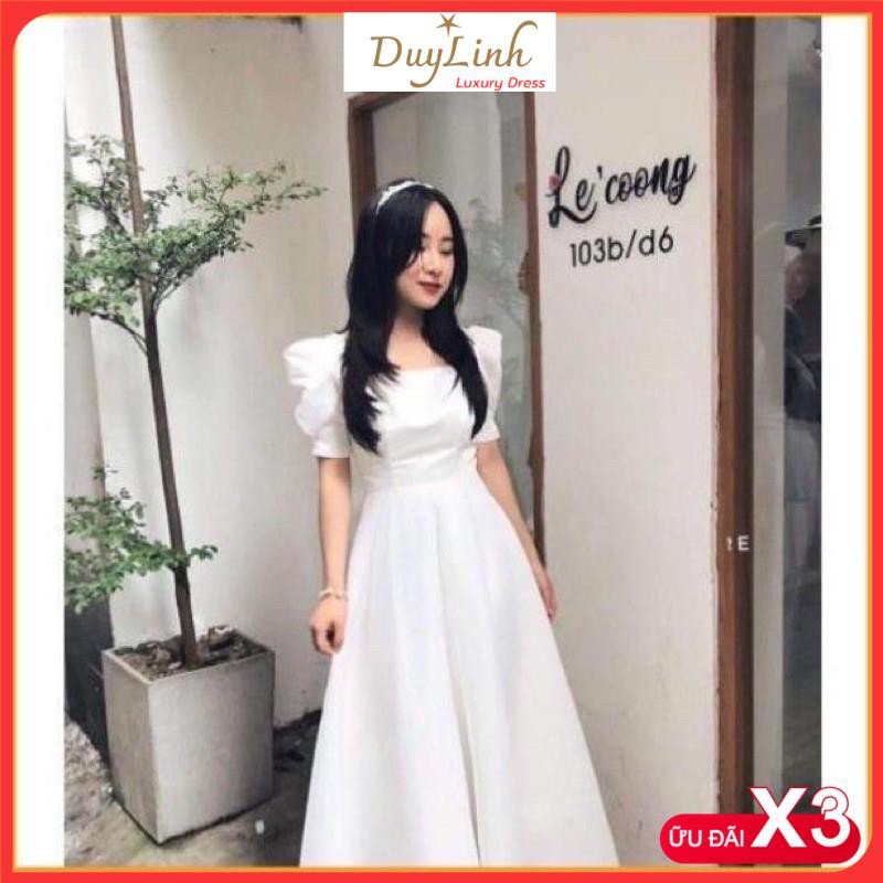 Đầm dự tiệc trắng xòe nơ lưng Cindy Dress sang trọng