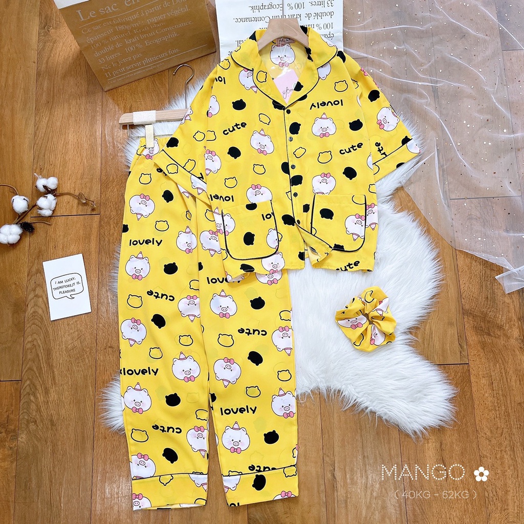 Đồ Mặc Nhà Pijama Lụa Mango TN Quần Dài Freesize - HÀNG CAO CẤP