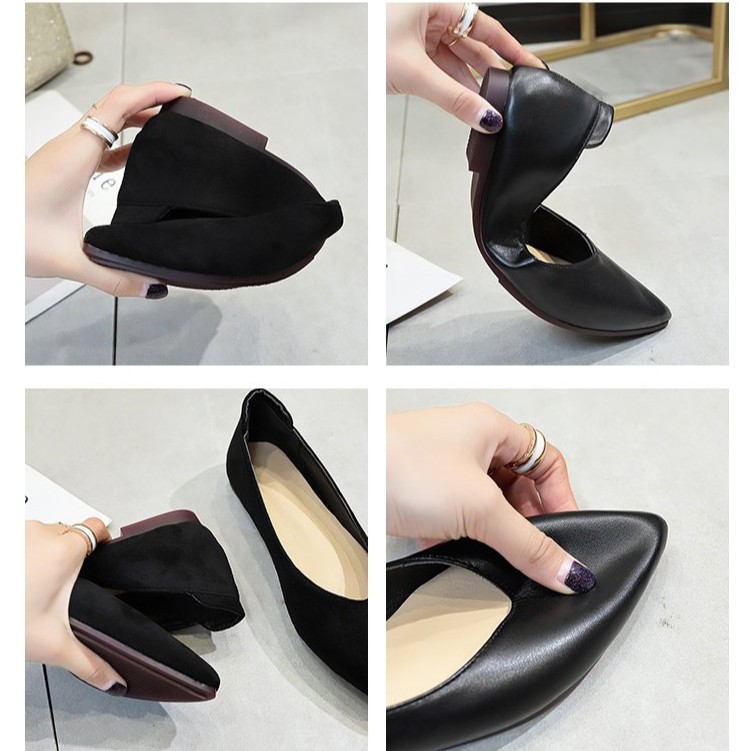 Giày Búp Bê Da Mềm Mũi Nhọn Phong Cách Hàn Quốc Xinh Xắn Cho Nữ