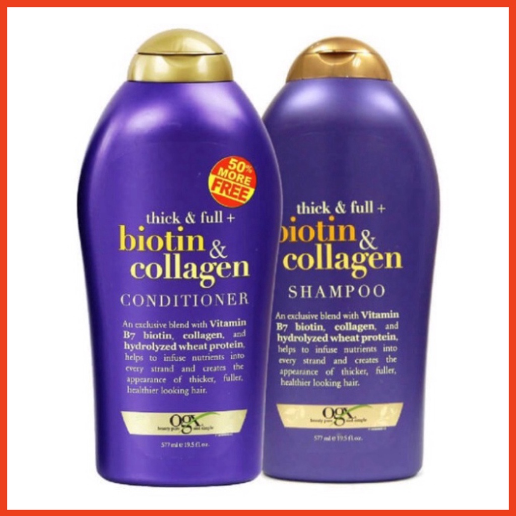 Dầu gội Biotin Collagen OGX - Cặp dầu gội giảm rụng tóc, kích thích mọc tóc