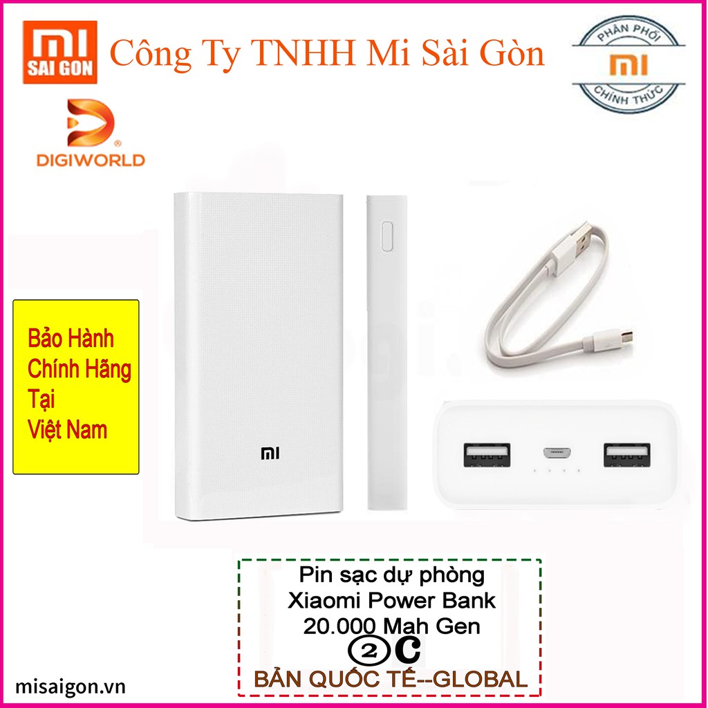 [DiGiWorld ] Pin Sạc Dự Phòng Xiaomi 20000mAh Gen 2C - Hàng Chính Hãng DGW