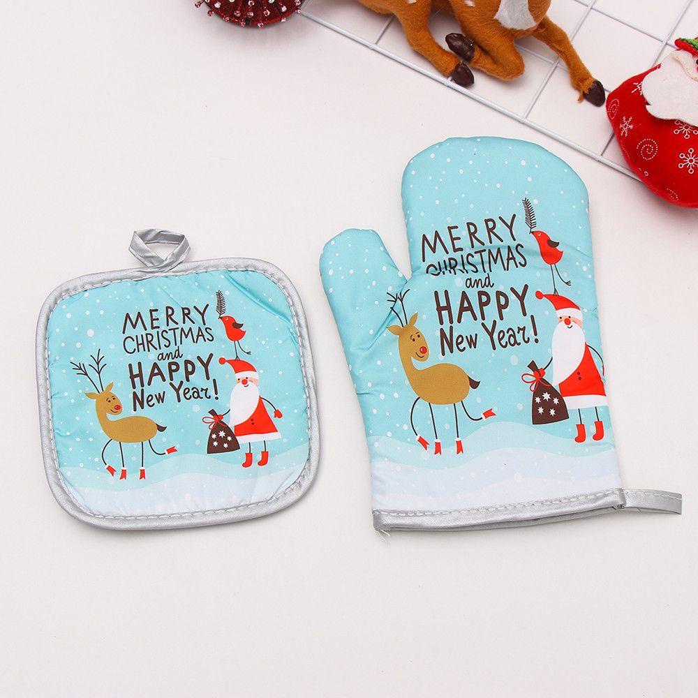 LAKAMIER Găng Tay Cách Nhiệt Dùng Cho Lò Vi Sóng Trang Trí Giáng Sinh Mới