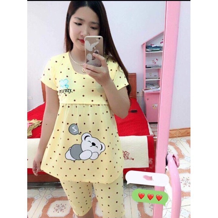 Bộ đồ bầu và sau sinh LỬNG GẤU chất cotton nhiều màu sắc