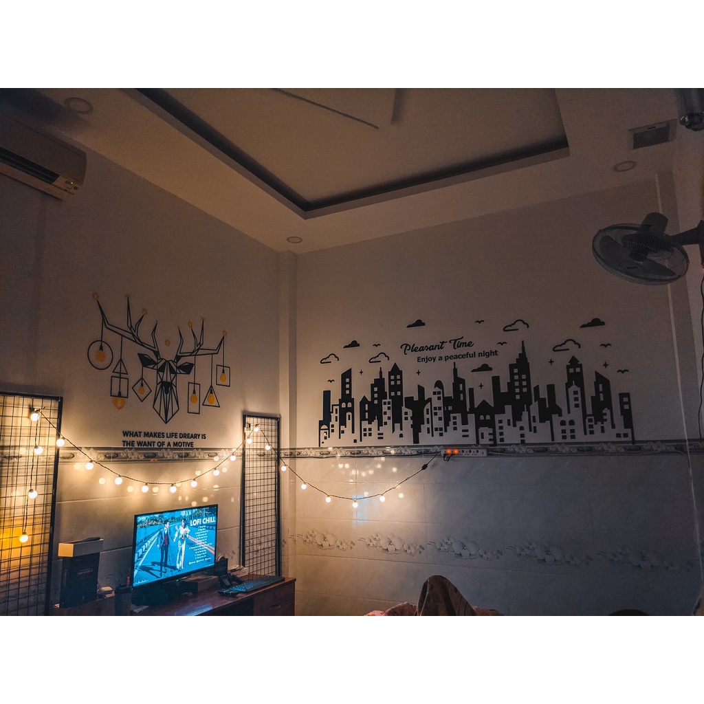 Tranh dán tường mica 3d decor khổ lớn thành phố trang trí phòng khách, phòng ngủ, phòng làm việc Nhiều Size - EPeBen