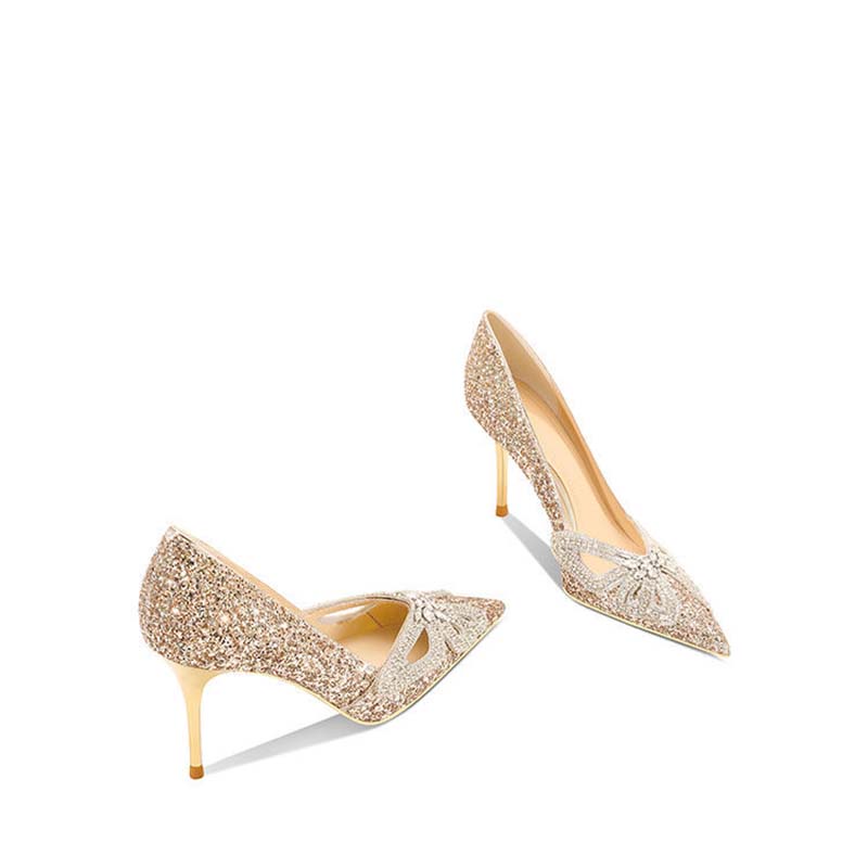 Giày Cao Gót Cô Dâu Đính Đá Pha Lê Sang Trọng