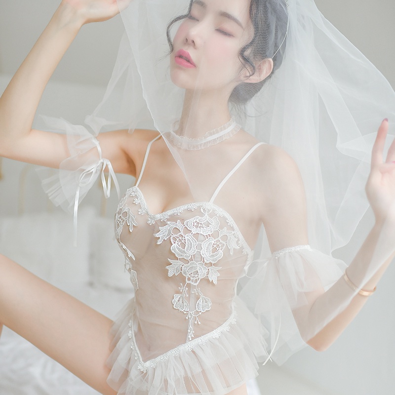 Đồ ngủ cosplay cô dâu có lúp đội đầu