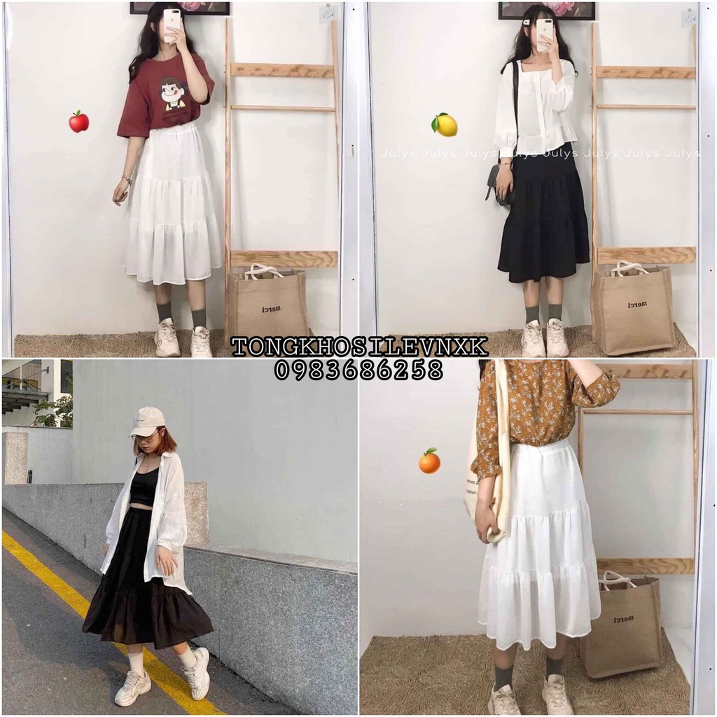 (VNXK RẺ) CHÂN VÁY ULLZANG BA TẦNG💕CHÂN VÁY VON LỤA HOT HIT | BigBuy360 - bigbuy360.vn