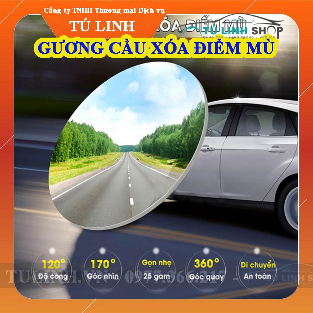 Gương cầu lồi gắn kính hậu ô tô xoay 360 xóa điểm mù | BigBuy360 - bigbuy360.vn