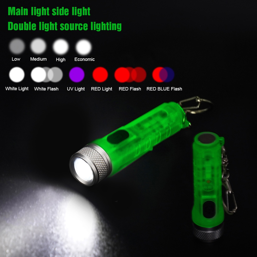 [IN STOCK&amp;COD]Móc khóa đèn pin nhỏ gọn có móc treo thiết kế cổng sạc USB tiện dụng