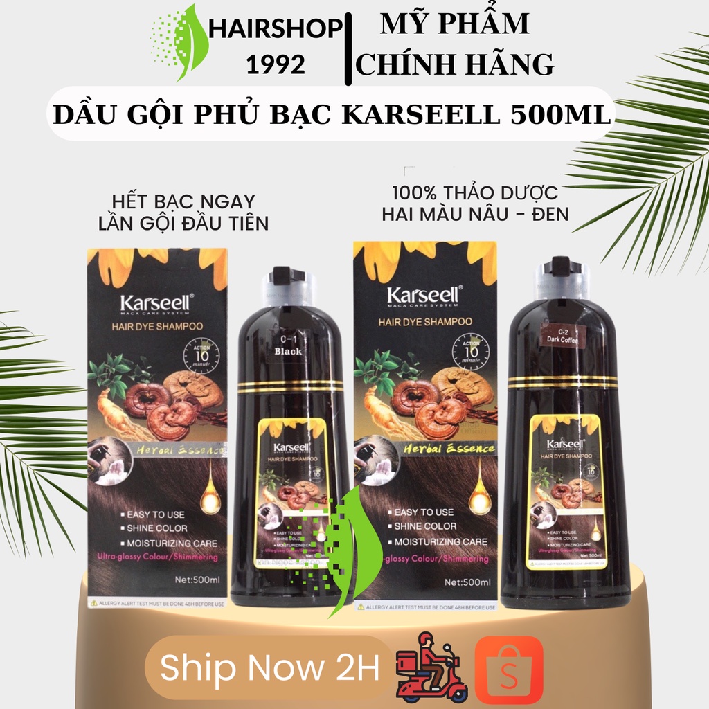 Dầu Gội Phủ Bạc Tóc KARSEELL 500ML Dầu Gội Đen Tóc Nâu Tóc Từ Lần Gội Đầu Tiên 100% Thảo Dược | Hàng Chính Hãng