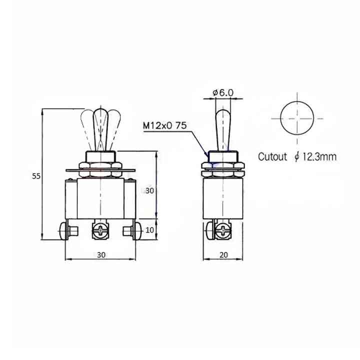 Công Tắc Gạt On-Off Đảo Chiều, Công Tắc 6 Chân