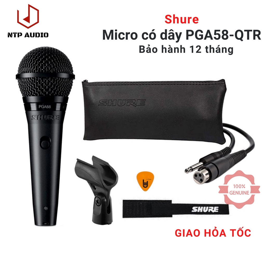 Micro Shure PGA58-QTR - Hàng chính hãng - Micro karaoke có dây Shure tuyệt vời cho biểu diễn âm nhạc và hát Karaoke