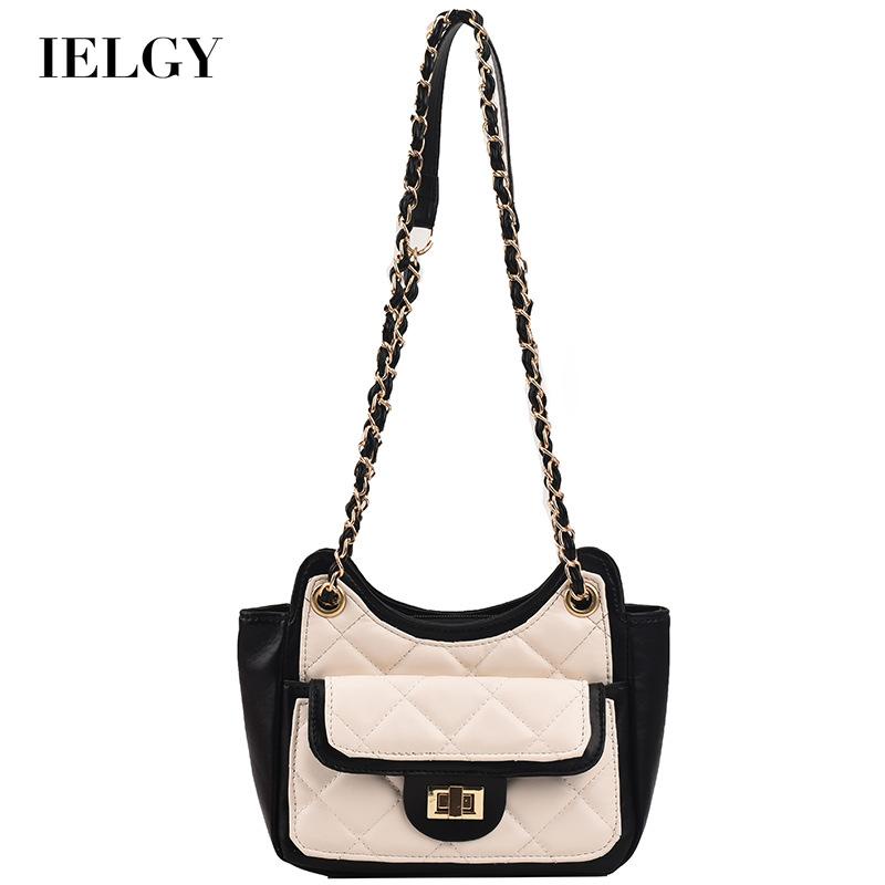 Túi đeo chéo IELGY dây xích bề mặt hình thoi thời trang dành cho nữ