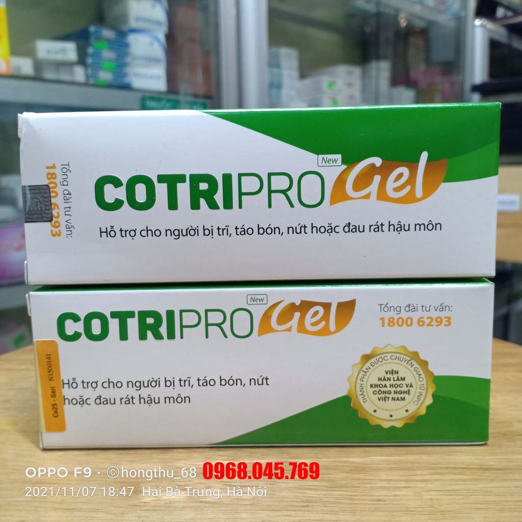 Cotripro Gel tuýp 25g - Giúp chấm dứt đau đớn, nóng rát, sưng viêm ở vùng hậu môn sau 3-5 ngày sử dụng