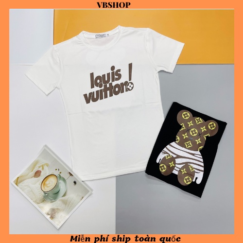 Áo thun nam ngắn tay cổ tròn đen in gấu sang trọng vảo cotton co giãn mềm mịn mặc mát form vừa VBSHOP005
