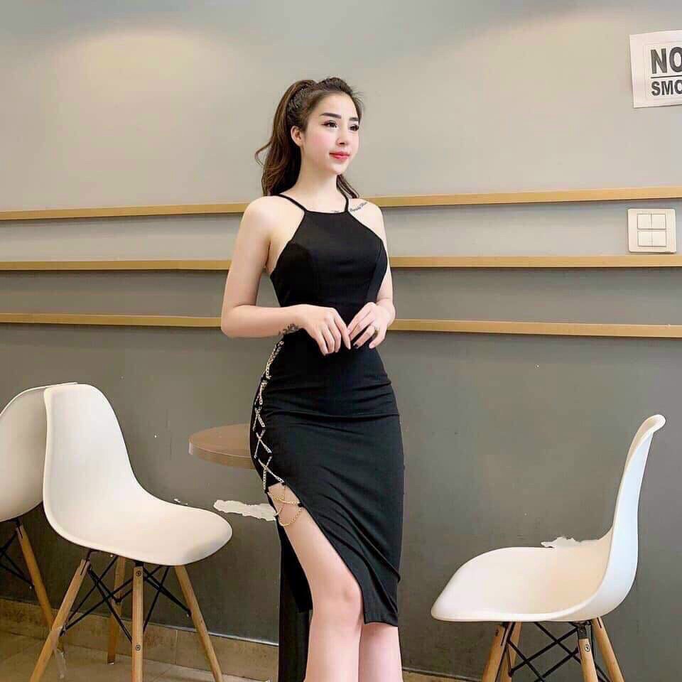 MẪU ĐẦM LỤA HAI DÂY VÁY CHẺ EO XẾP LY CỰC THỊNH HÀNH UP