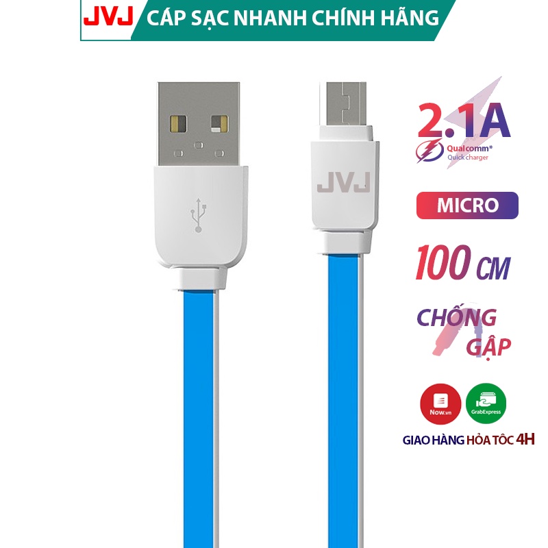 Cáp sạc nhanh JVJ SA-21/micro/typec cho các dòng máy IP,android-Bảo hành 6T