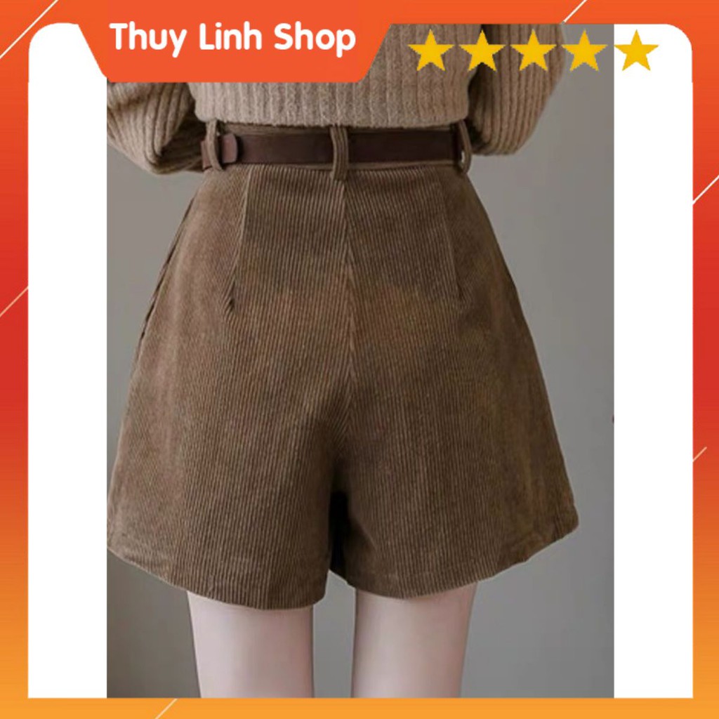 Quần Short Nữ Lưng Cao vải Nhung Đẹp Không Kèm Đai {Thùy Linh Shop}