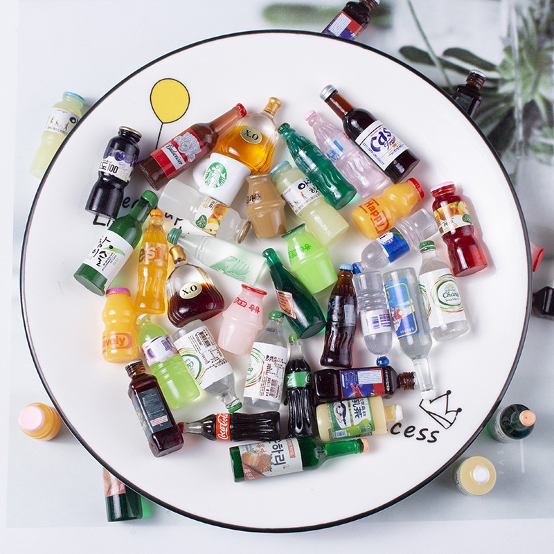 Set 10 Mặt Dây Chuyền Hình Bình Nước Mini Bằng Nhựa Resin Sáng Tạo