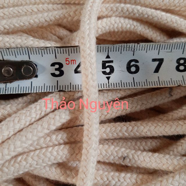 Dây thừng đan macrame dệt mắt na, dây cotton -3mm,4mm,5mm. Màu ngà., kem và trắng