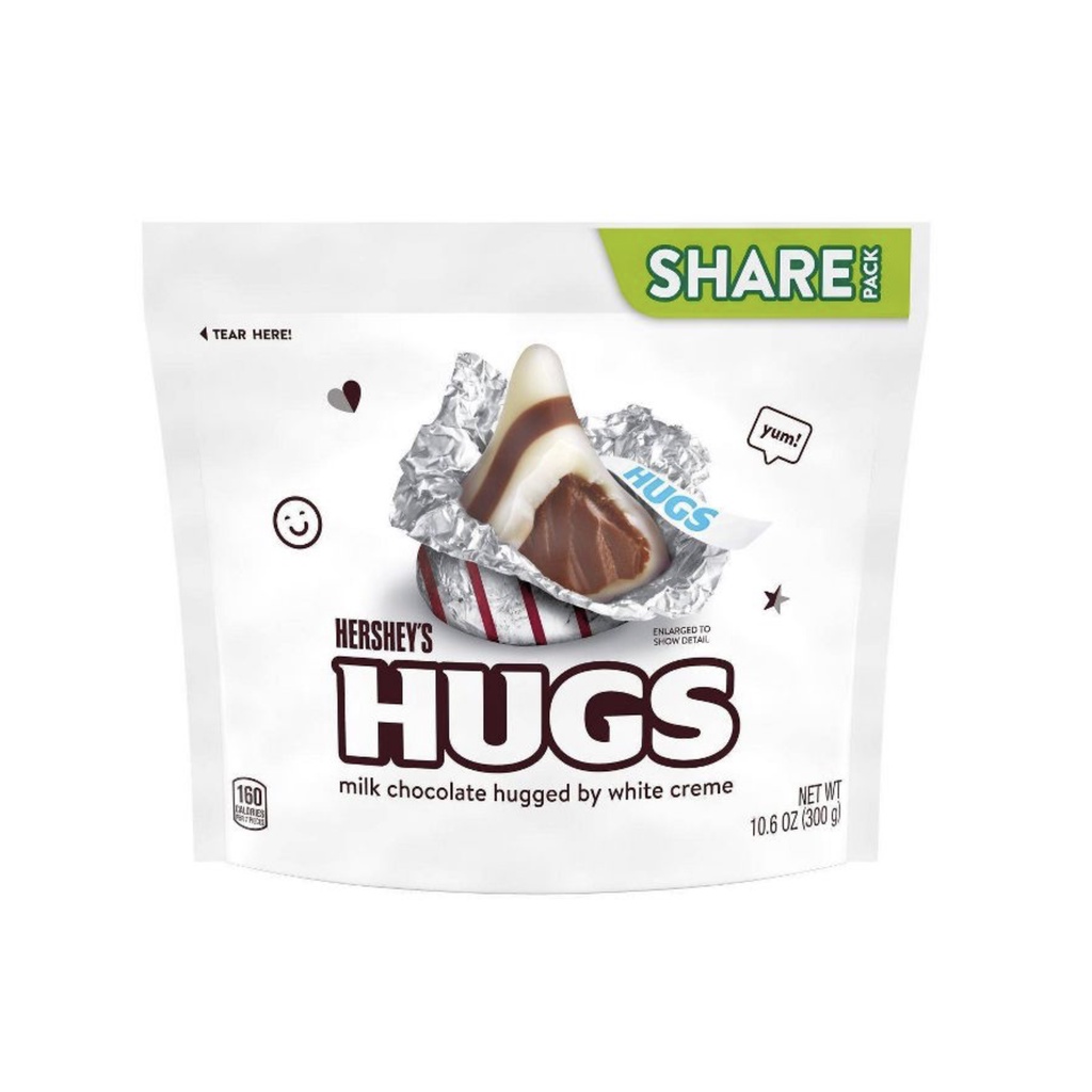 TÚI 303g SOCOLA SỮA BỌC KEM TRẮNG Hershey's Hugs Chocolate Candy (10.6 oz)