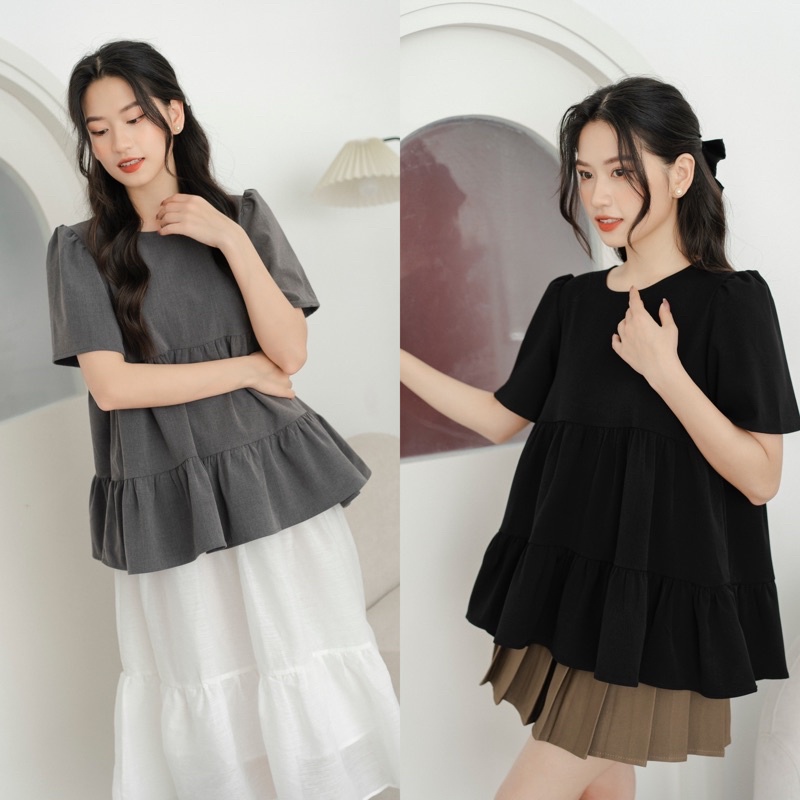 Áo Babydoll Dáng Tầng Phom Suông Basic Mặc Cực Yêu