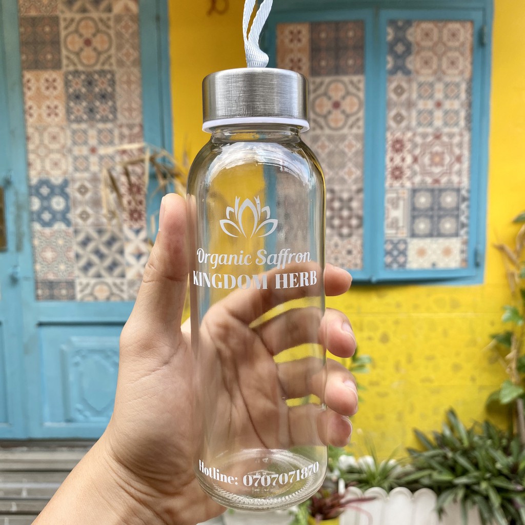 Bình thủy tinh saffron Kingdom cao cấp, chai thủy tinh có nắp đậy, dây xách 500ml | BigBuy360 - bigbuy360.vn