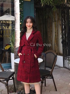 Áo dạ kẻ măng tô cao cấp