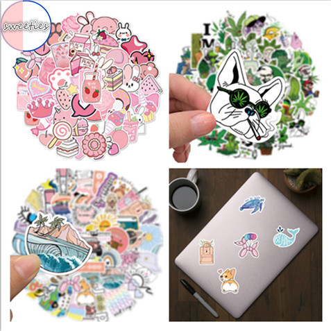 【sweet】50Pcs students cartoon cute Plants Graffiti Waterproof Removable Stickers for Notebook computer Sticker Decals