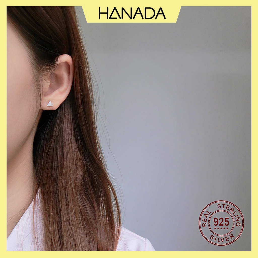 Bông Tai Bạc 925 Hanada 0460 Tam Giác Nhám A6
