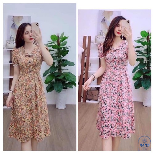 Đầm bầu thiết kế hoa nhí có dây thắt eo to nhỏ freesize từ 40kg-70kg