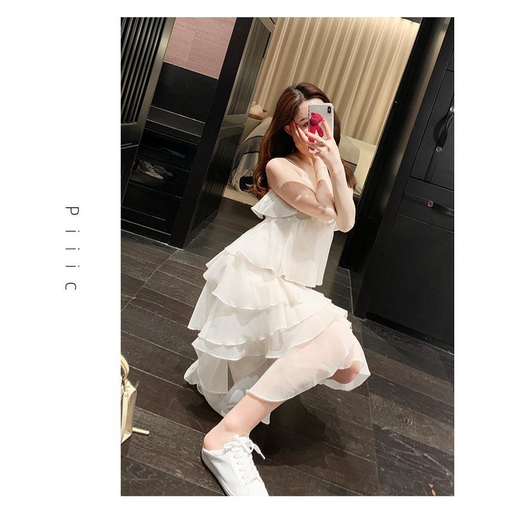 Đầm Midi Hai Dây Cổ Chữ V Thời Trang Mùa Hè 2022 Mới Dành Cho Nữ