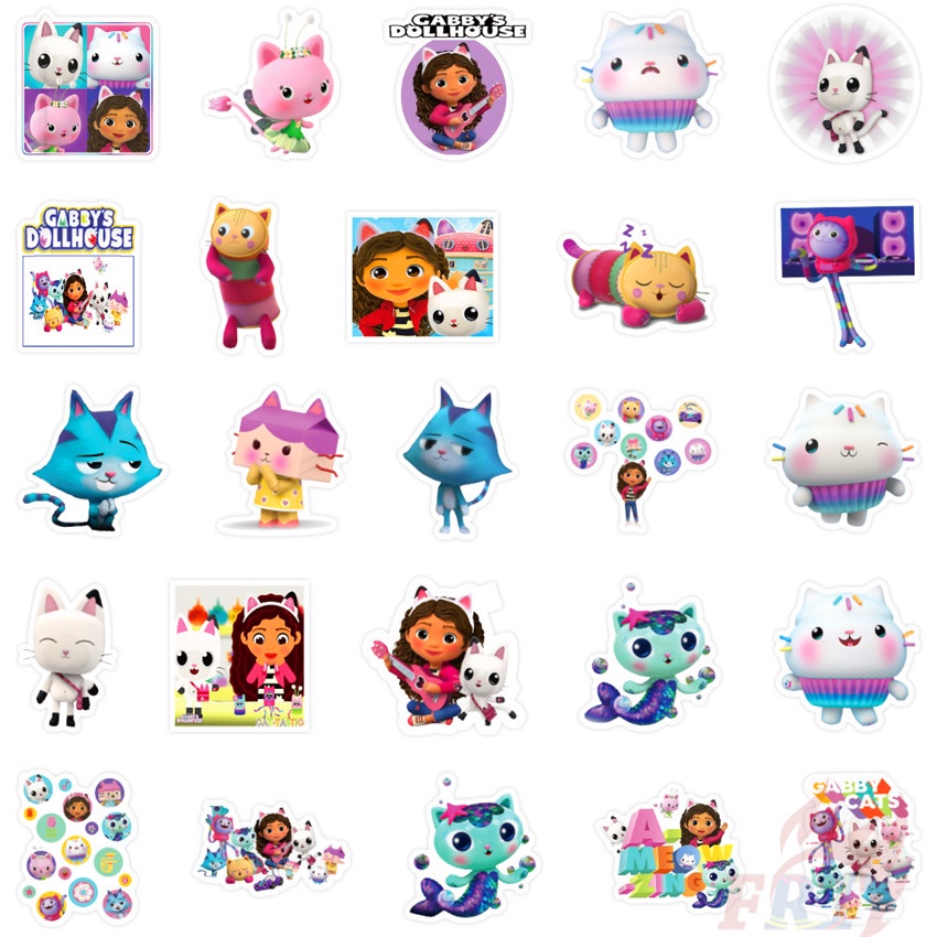 Bộ 50 miếng dán trang trí laptop hành lý thời trang dòng búp bê Gabby 02 DIY