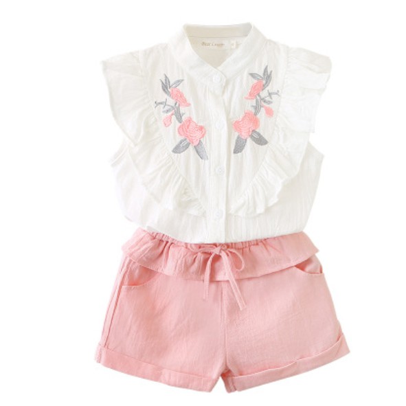 Set Áo hoa - quần short hồng có túi cho bé (7 kg đến 23kg ) - BumOz shop