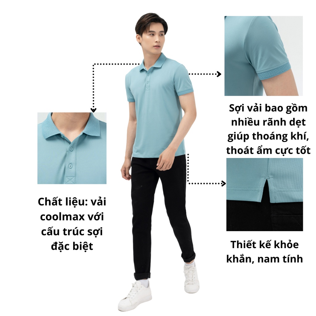 Áo thun polo nam YODY chính hãng chất liệu Coolmax, áo phông có cổ cộc tay phối bo áo mát cao cấp APM5179