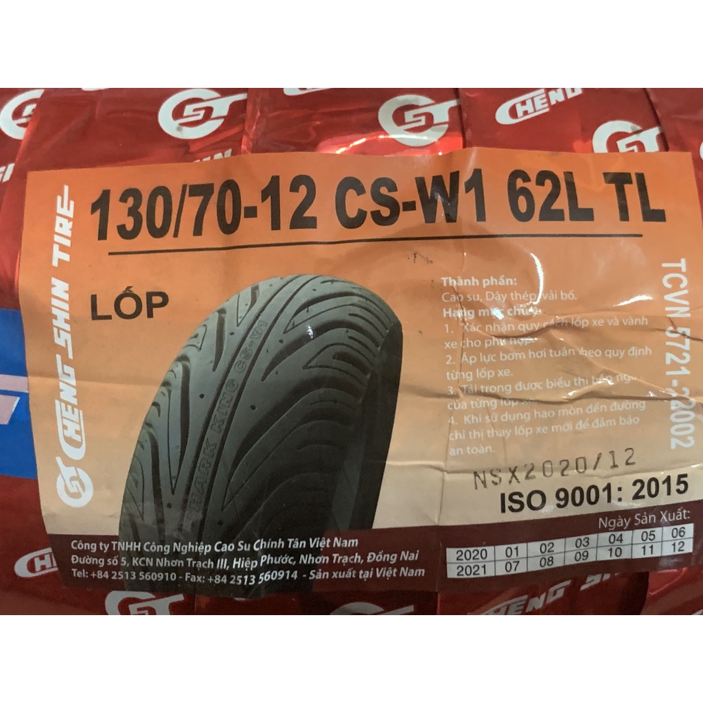 Vỏ Chengshin 110-120-130/70/12 Bánh Trước/Sau Vespa Sprint/GTS, Msx125, Grande, Piaggio Fly - Không Ruột