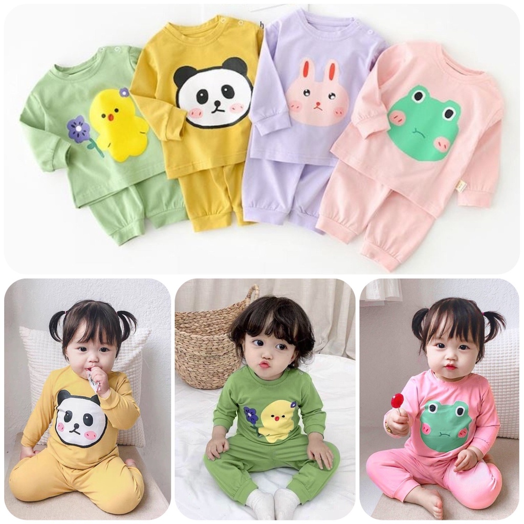 Bộ quần áo cotton dài tay hình thú cho bé K033