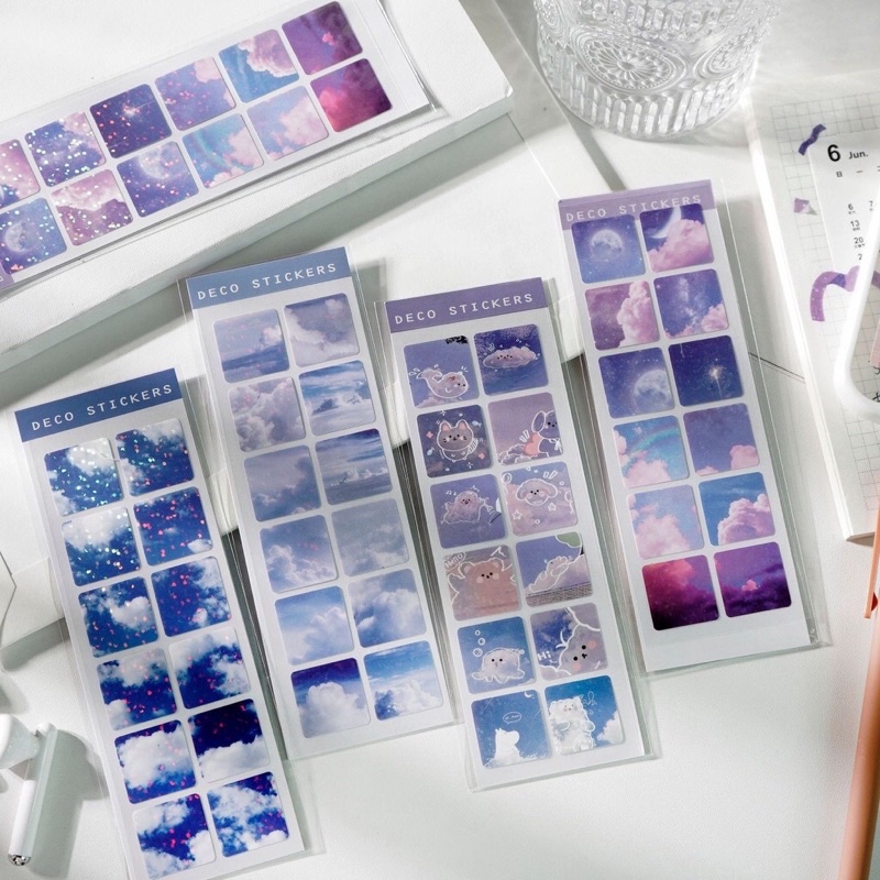 Sticker bầu trời lấp lánh bling bling trang trí sổ,toploader, journal