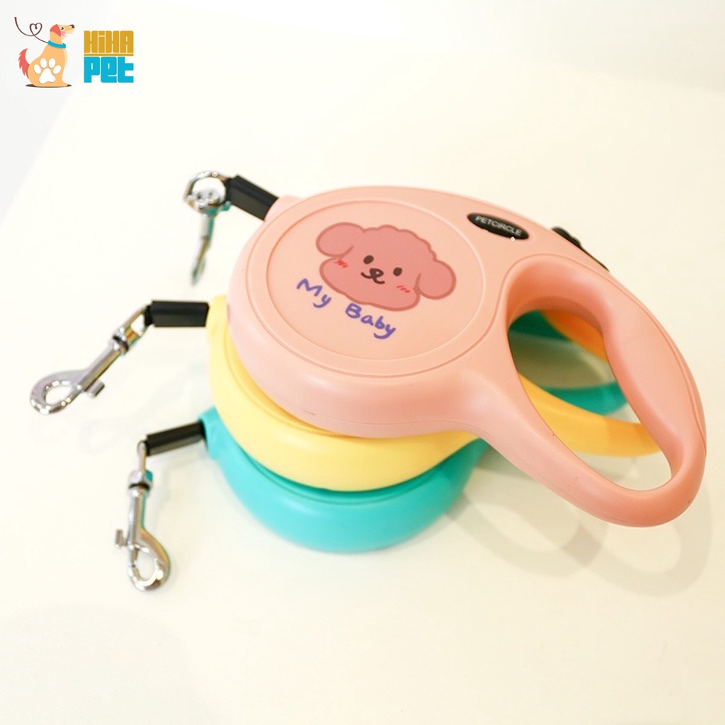 Dây Dắt Chó Mèo Đi Dạo, Du Lịch Dễ Thương Dây Rút Dài 5 Mét Ấn Nút Tự Động Cao Cấp Hihapet.