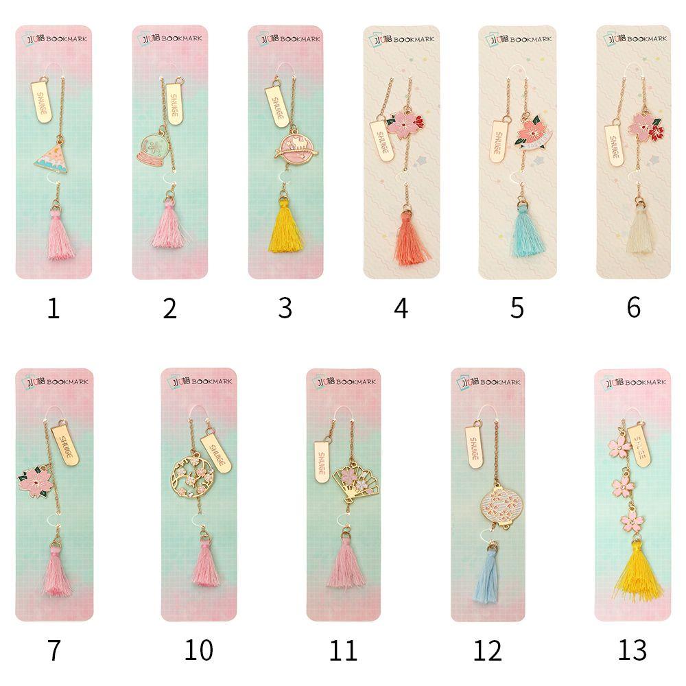 Gogoup Bookmark Trường Học / Văn Phòng Mặt Dây Chuyền Hình Hoa Anh Đào Tua Rua Đánh Dấu Vị Trí