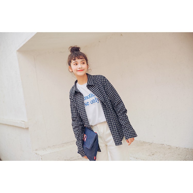 Áo sơ mi kẻ sọc tay dài Emilyshop ulzzang